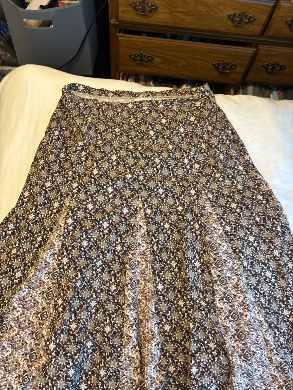 Charter Club Brown and Cream Floral Maxi Skirt